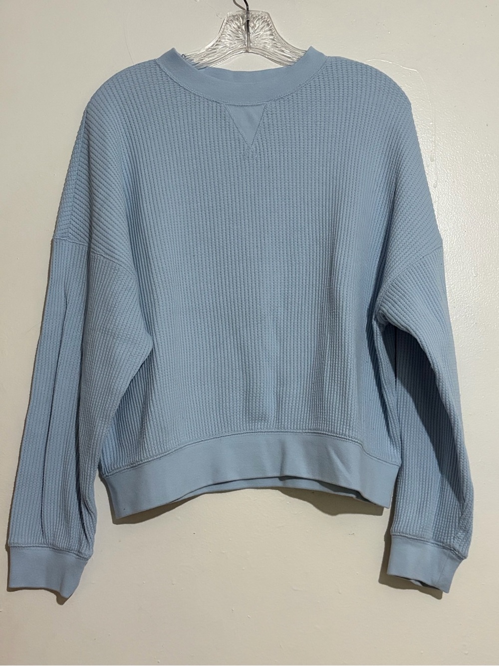 Light Blue Waffle Knit Crewneck Sweatshirt Gap Sz Medium